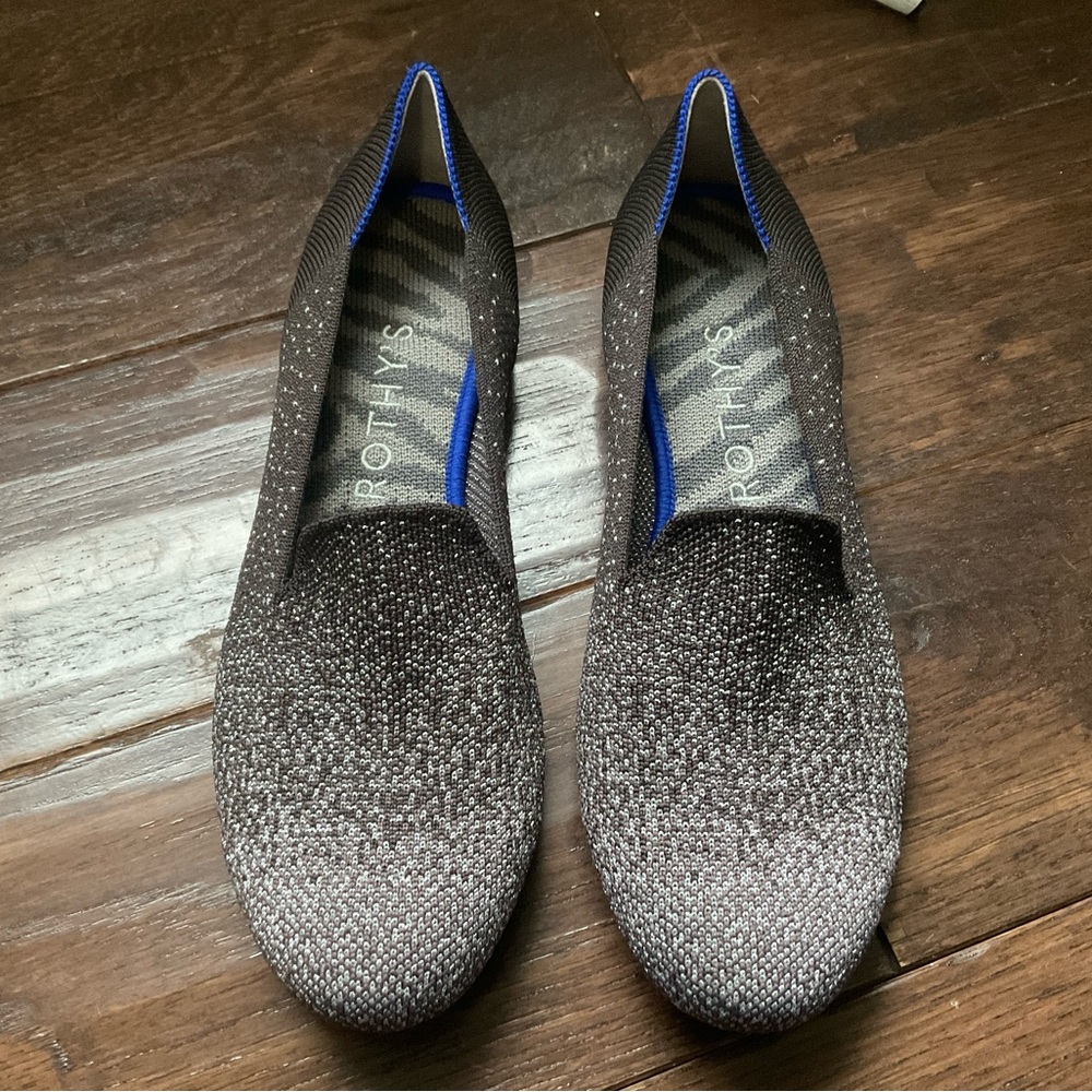 Rothy's Women's Black and silver loafers new 8.6